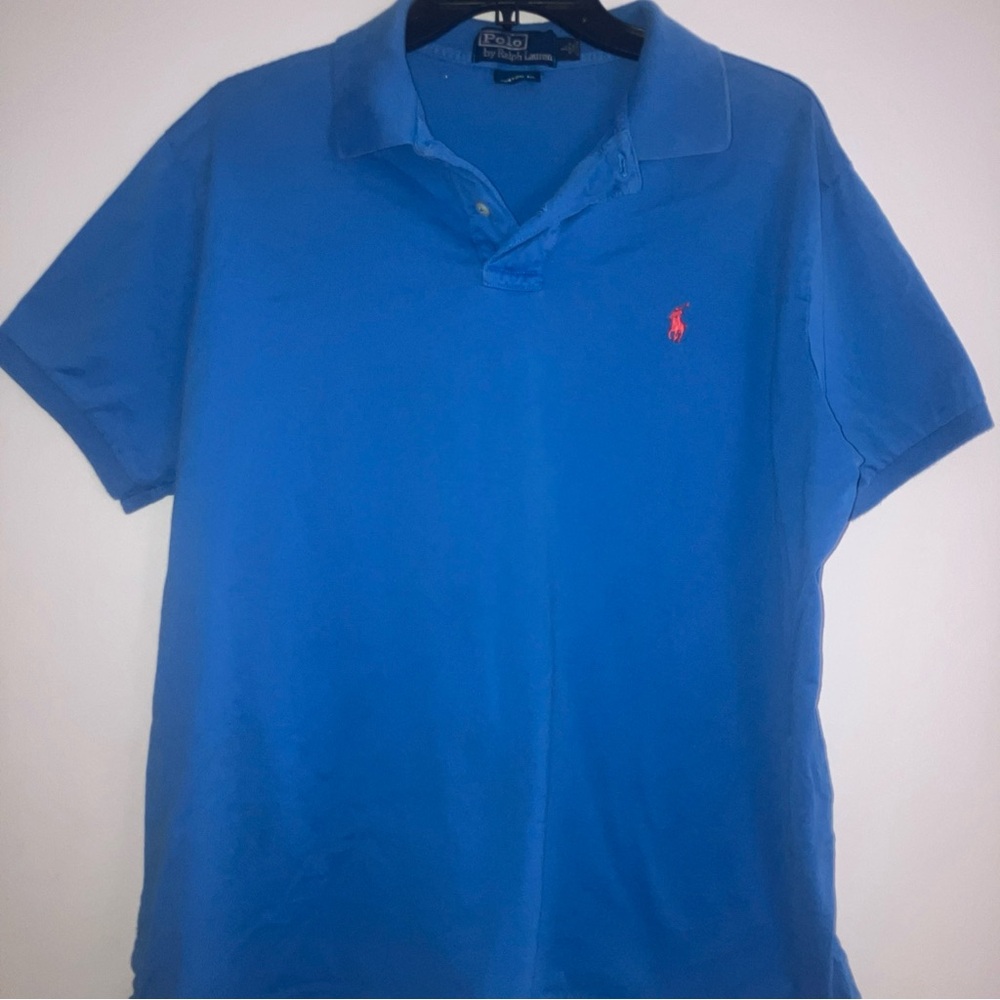 Vintage Men’s Large Polo Ralph Lauren Blue / Red Horse Polo Shirt Custom Fit